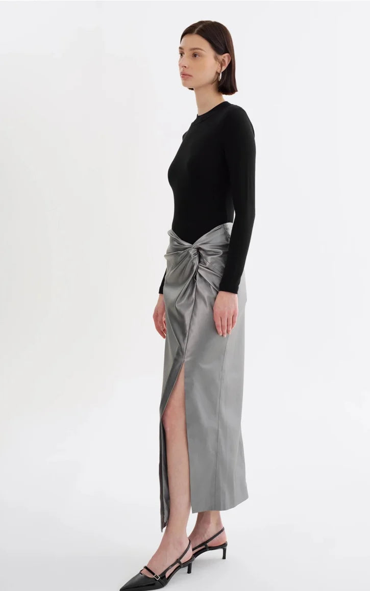 Lamarque  - Eileen Faux Leather Maxi Skirt | Gunmetal