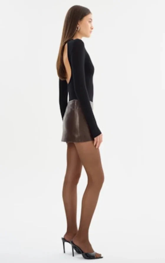 Lamarque  - Thalia Leather Skirt | Dark Brown