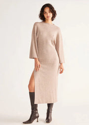 Mos the Label - Wistful Knit Turtleneck Midi Dress | Bisque