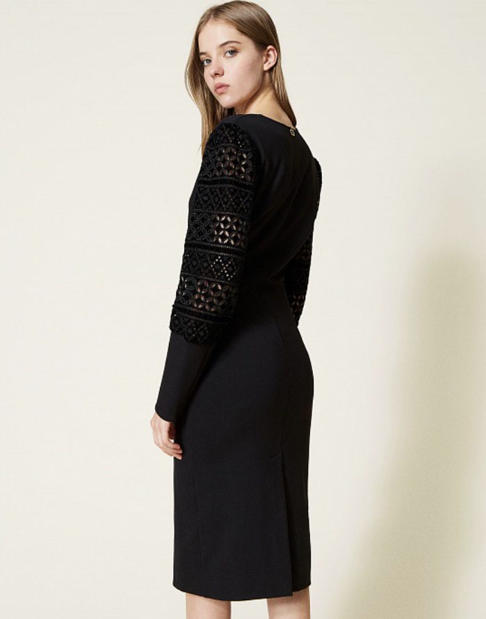Twinset - Black Dress with Burnout Sleeves