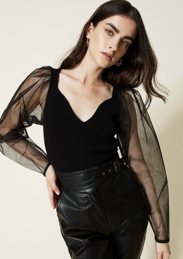 Twinset - Tulle Sleeved Body Suit