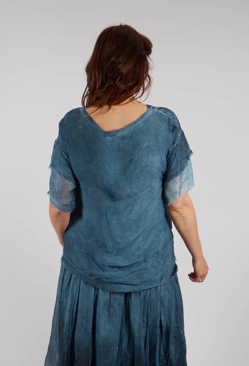 Sanctamuerte - Raw Edged Tee - Blue Matisse