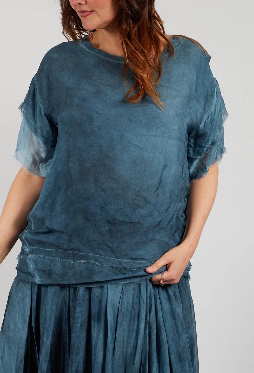 Sanctamuerte - Raw Edged Tee - Blue Matisse