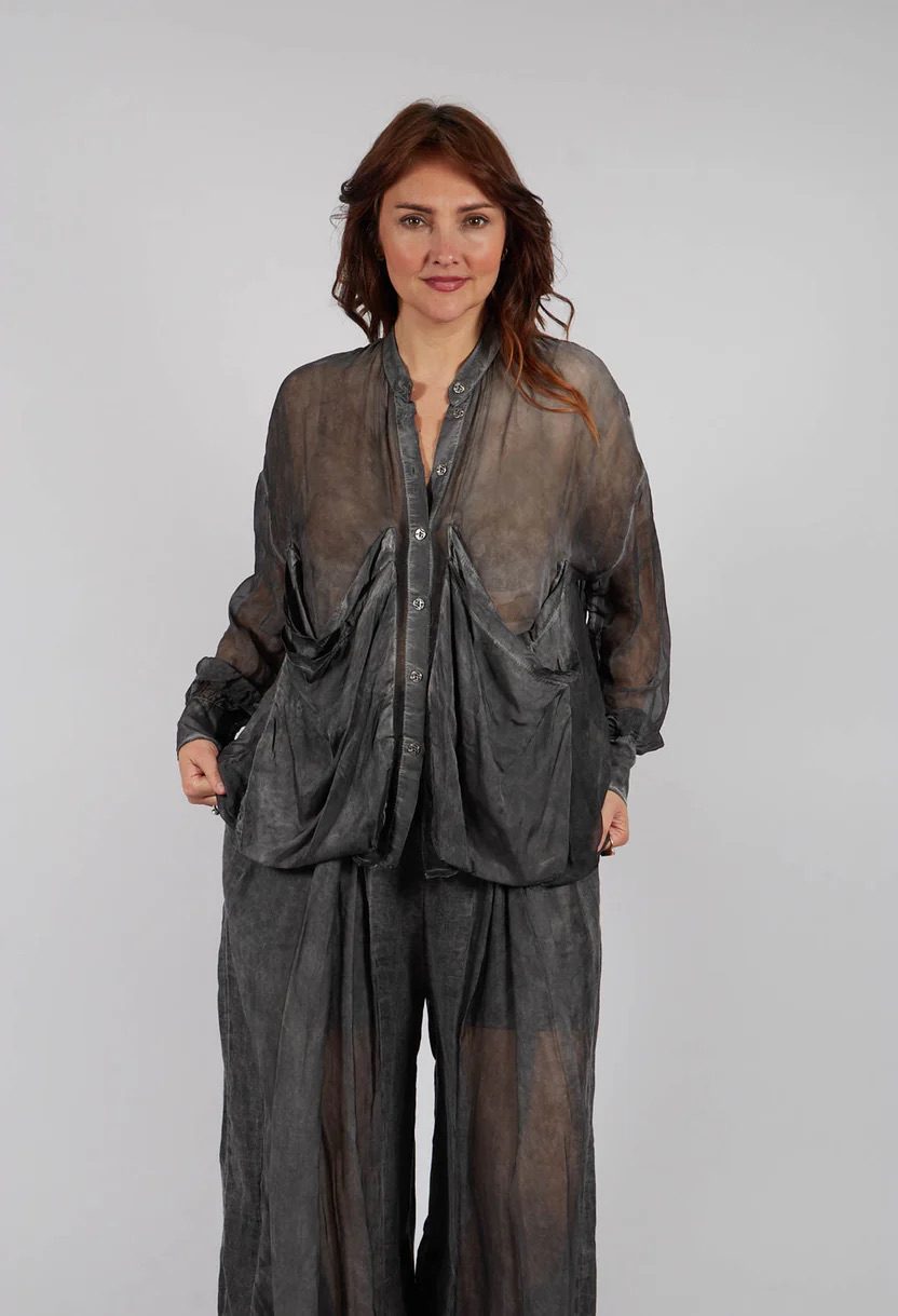 Sanctamuerte - Oversized Shirt with Pockets- Anthracite