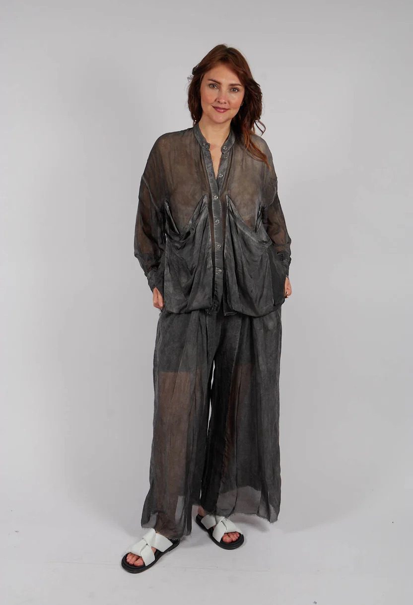 Sanctamuerte - Oversized Shirt with Pockets- Anthracite