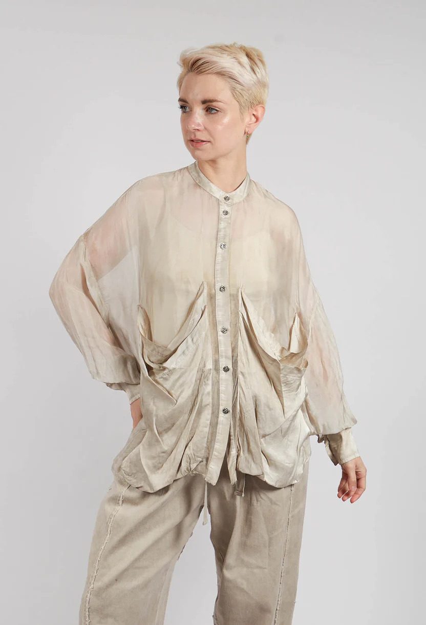 Sanctamuerte - Oversized Shirt Dress With Pockets - Sand
