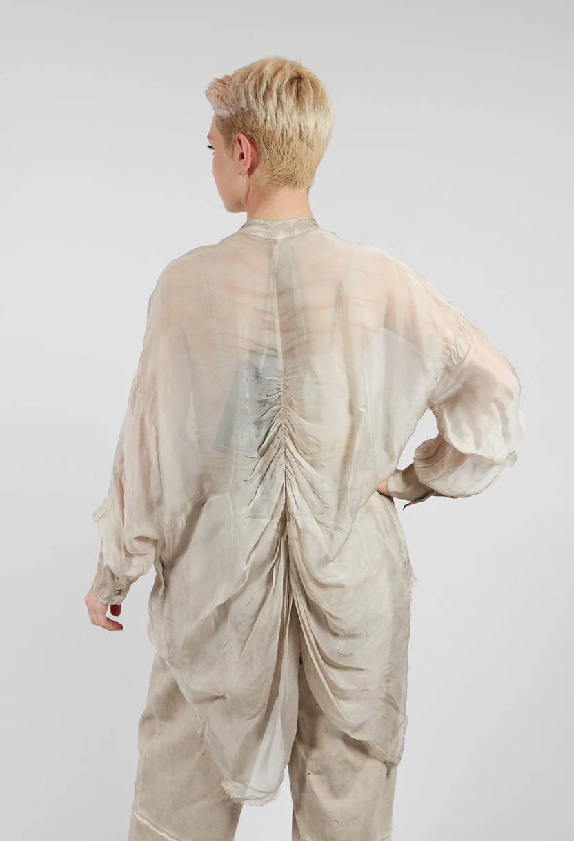 Sanctamuerte - Oversized Shirt Dress With Pockets - Sand