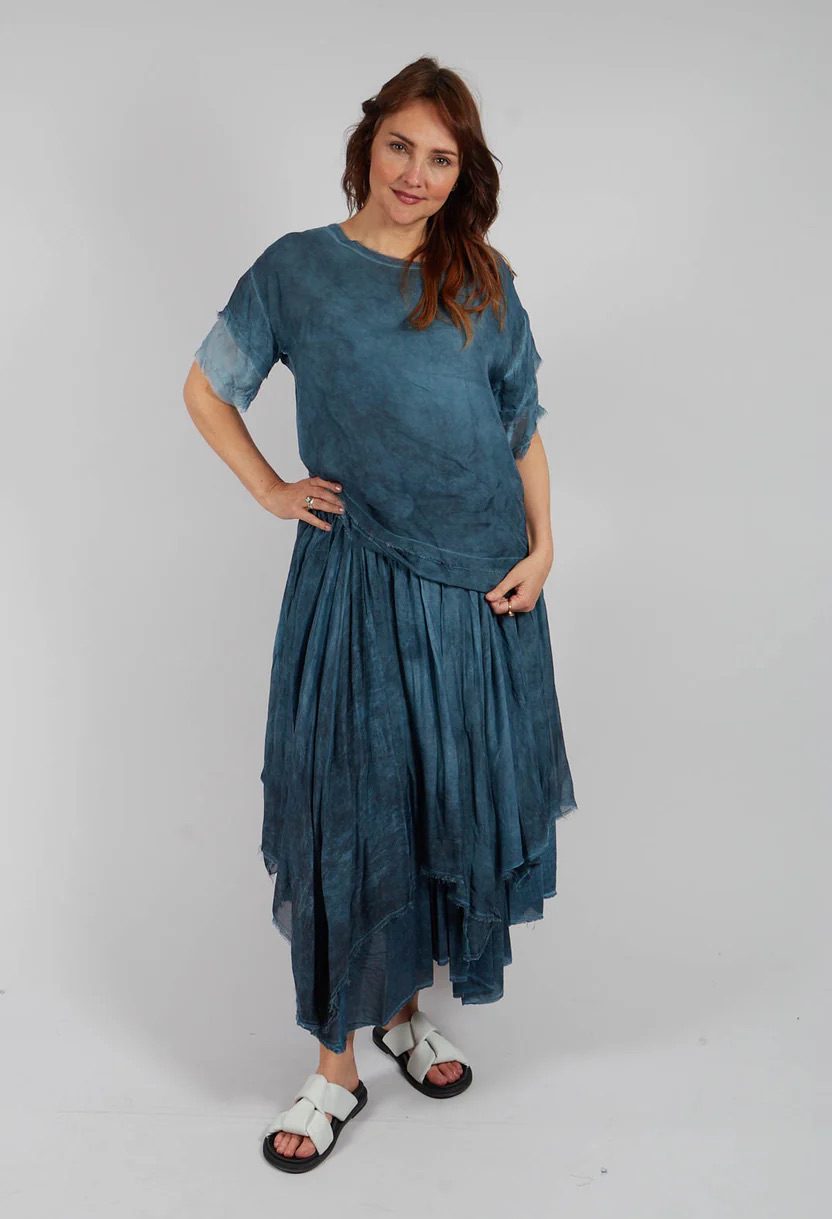 Sanctamuerte - Raw Edged Tee - Blue Matisse