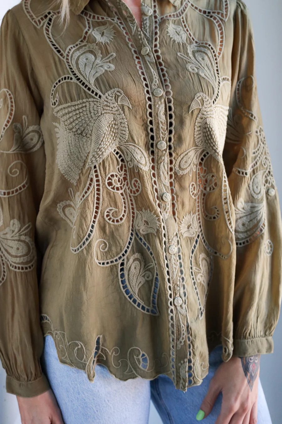 Johnny Was - Chryssie Camp Blouse | Martini Olive