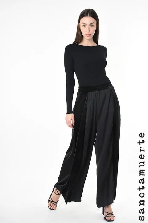 Sanctameurte - Velvet Raw Edged Pant | Black