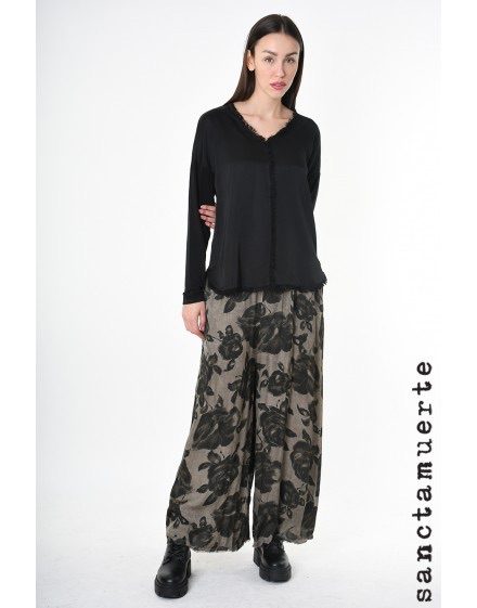 Sanctamuerte - Raw Edged Hem Top | Black