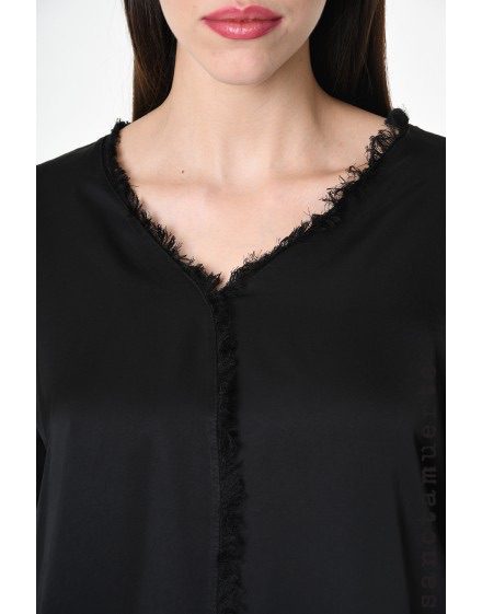 Sanctamuerte - Raw Edged Hem Top | Black