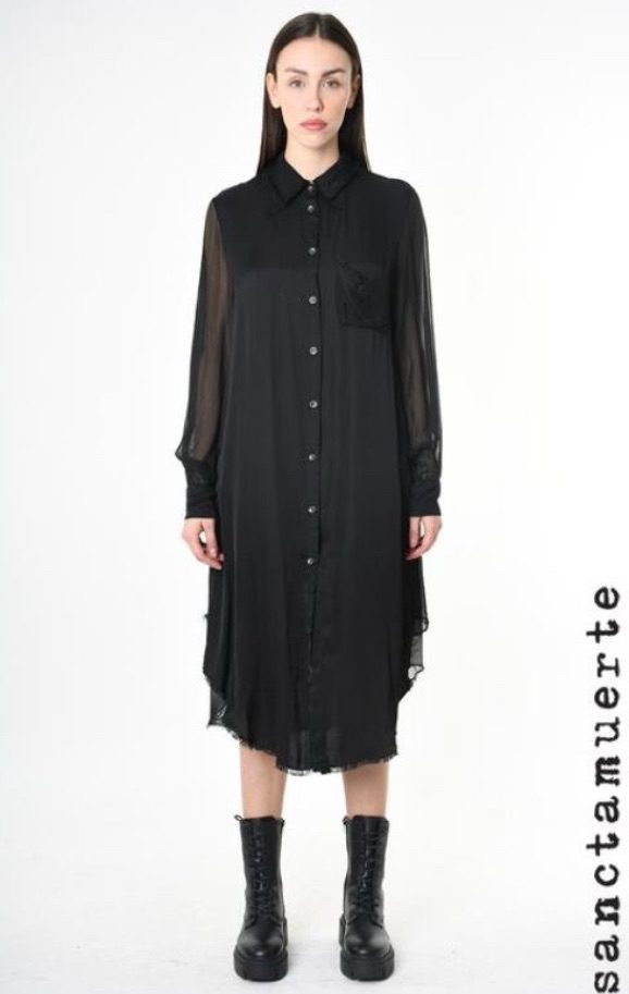 Sanctamuerte - Raw Edged Hem Dress | Black
