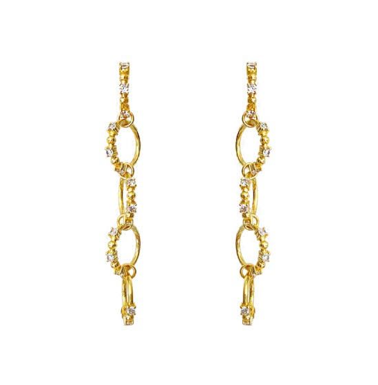 Mountain and Moon - Gold Giselle Hoops | White Crystal