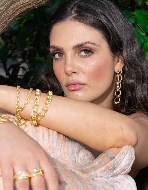 Mountain and Moon - Gold Giselle Hoops | White Crystal