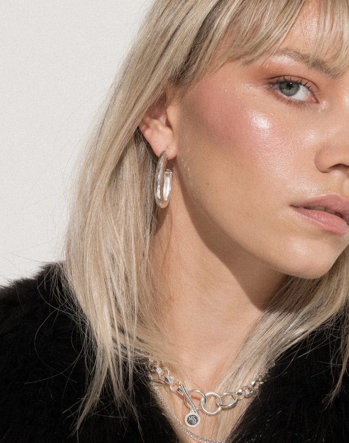 Mountain and Moon - Kitty Silver Hoops